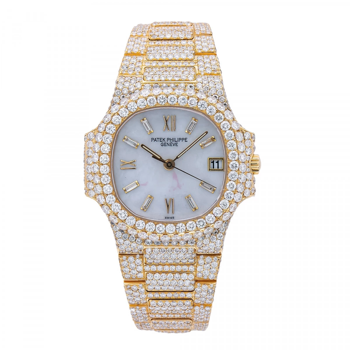 Unisex Diamond Watch Patek Philippe Nautilus 18K Gold 37mm White Dial 1 Unisex Diamond Watch Patek Philippe Nautilus 18K Gold 37mm White Dial