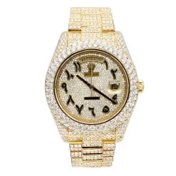 18K Gold Iced-Out Rolex Day-Date Arabic Dial Special Edition Diamond Watch