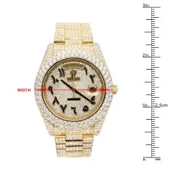 18K Gold Iced-Out Rolex Day-Date Arabic Dial Special Edition Diamond Watch 7 18K Gold Iced-Out Rolex Day-Date Arabic Dial Special Edition Diamond Watch -Watch Store watches 18k gold iced out rolex day date arabic dial special edition diamond watch ruler