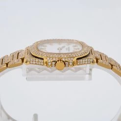 18K Gold Patek Philippe Diamond Watch For Women 27mm White Dial 11ct -Watch Store watches 18k yellow gold patek philippe diamond watch for women 27mm white dial 11ct 968679 ruler