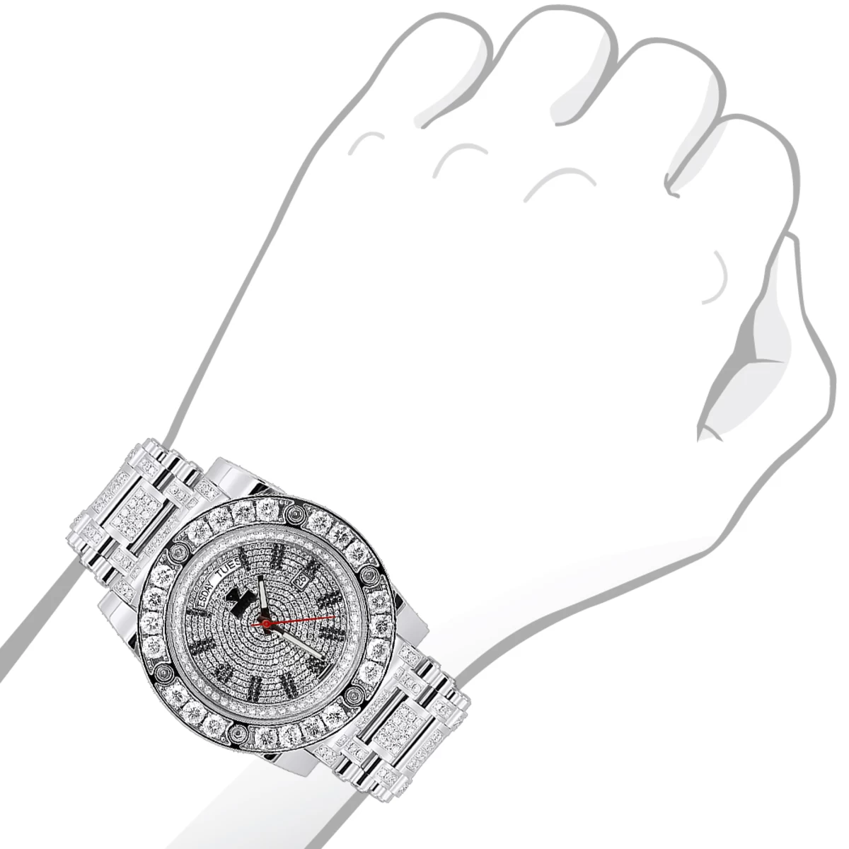 22 Carat Aqua Master Diamond Watch For Men White & Black Diamonds Automatic 3 22 Carat Aqua Master Diamond Watch For Men White & Black Diamonds Automatic - Image 3