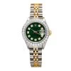 26mm Gold Rolex Datejust Ladies Diamond Bezel Watch 179173 Green Dial