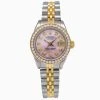 26mm Diamond Rolex Oyster Perpetual Lady-DateJust Pink MOP Watch Gold Jubilee Bracelet