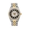 36mm Diamond Rolex DateJust Men's Watch Black Dial Gold Steel Jubilee Bracelet
