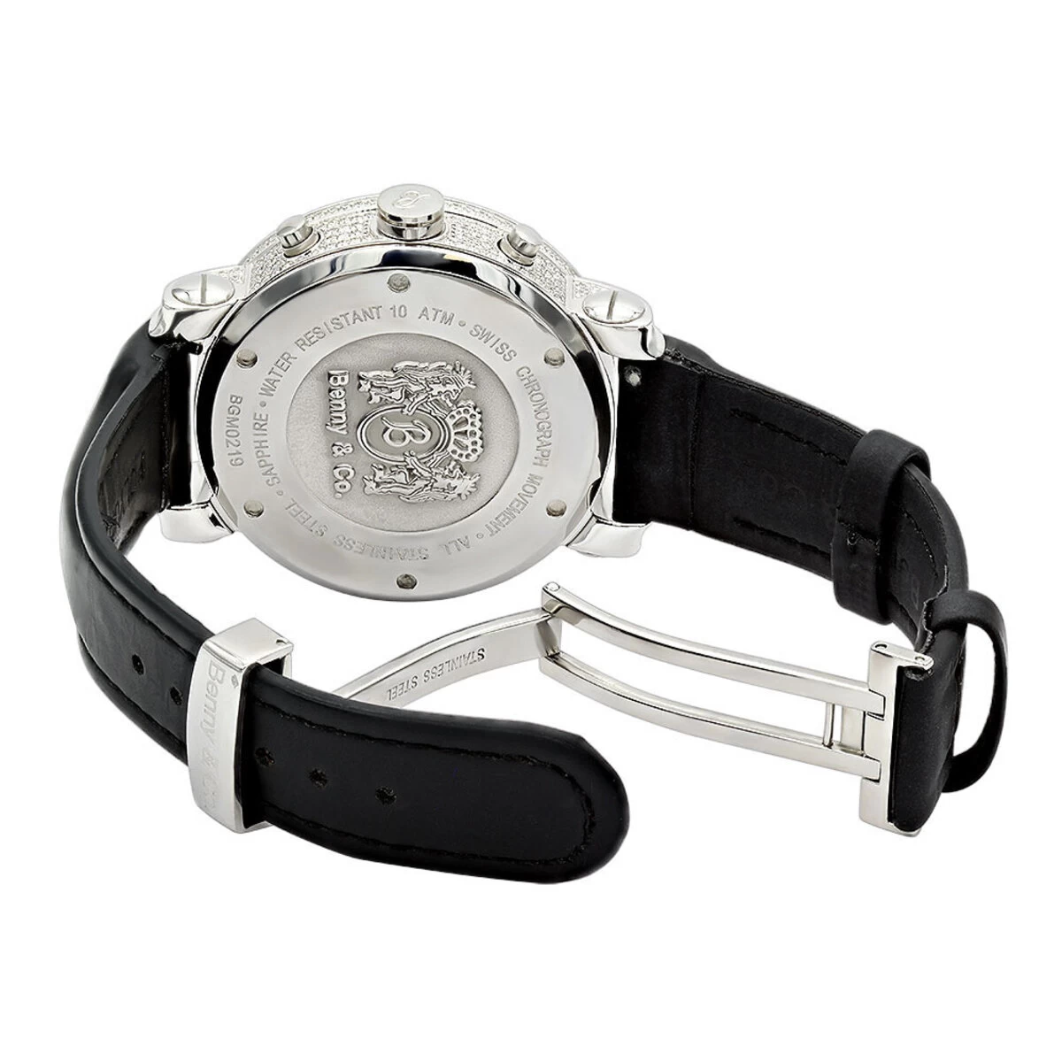 6.5 Carats G VS Diamonds Swiss Made Men's Diamond Watch Benny And Co 44mm Case Black Dial 2 6.5 Carats G VS Diamonds Swiss Made Men's Diamond Watch Benny And Co 44mm Case Black Dial - Image 2