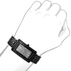 Black JoJino Women's Diamond Watch Rectangular Shape Iced Out Black Dial 0.25ct -Watch Store watches black jojino womens diamond watch rectangular shape iced out black dial 025ct 968793 bod