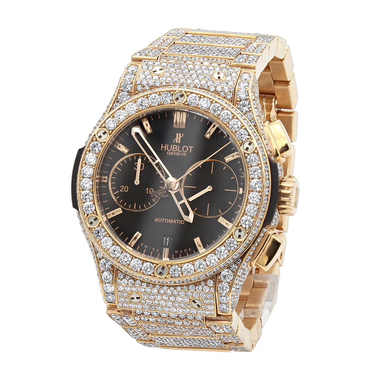 Bust Down 18K Gold Hublot Classic Fusion Chronograph Men's Diamond Watch 1 Bust Down 18K Gold Hublot Classic Fusion Chronograph Men's Diamond Watch