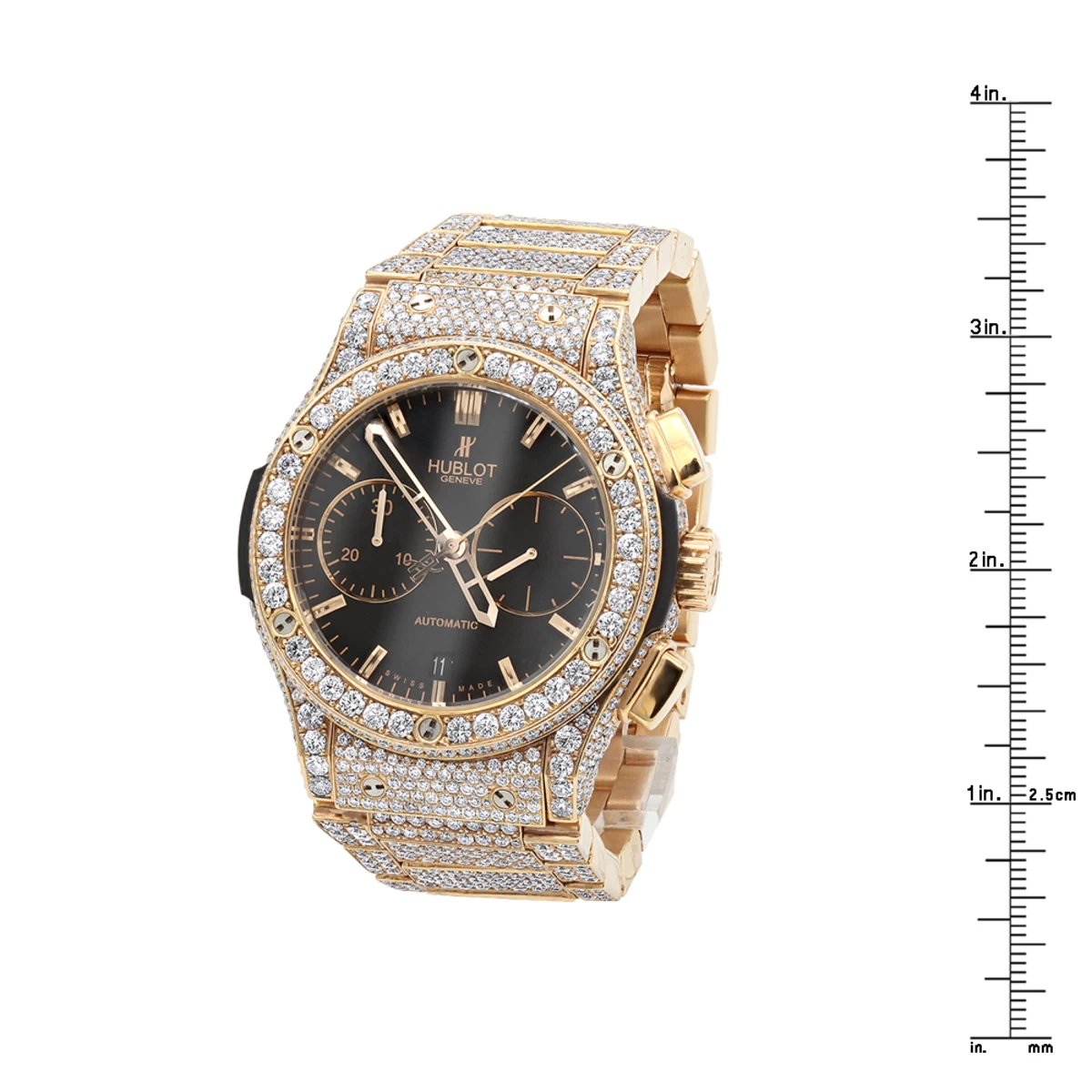 Bust Down 18K Gold Hublot Classic Fusion Chronograph Men's Diamond Watch 4 Bust Down 18K Gold Hublot Classic Fusion Chronograph Men's Diamond Watch - Image 4
