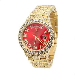 Fully Iced Out 18K Gold Presidential Rolex Diamond Watch For Men 18ct 36mm