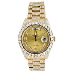 Iced Out 18K Gold Rolex Day-Date Presidential Diamond Watch For Men 40mm