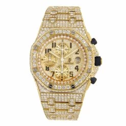 Iced Out Men's Diamond Watch Audemars Piguet Royal Oak Offshore 18K Gold 42mm