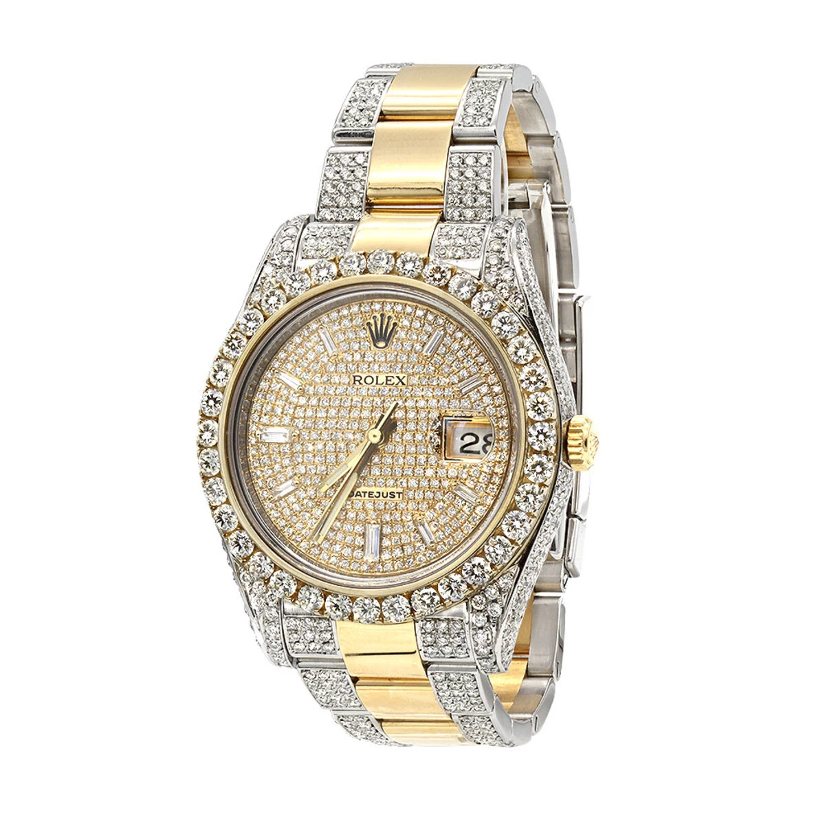 Iced Out Two Tone Rolex Datejust II Men's Diamond Watch Gold & Stainless Steel 41mm 1 Iced Out Two Tone Rolex Datejust II Men's Diamond Watch Gold & Stainless Steel 41mm