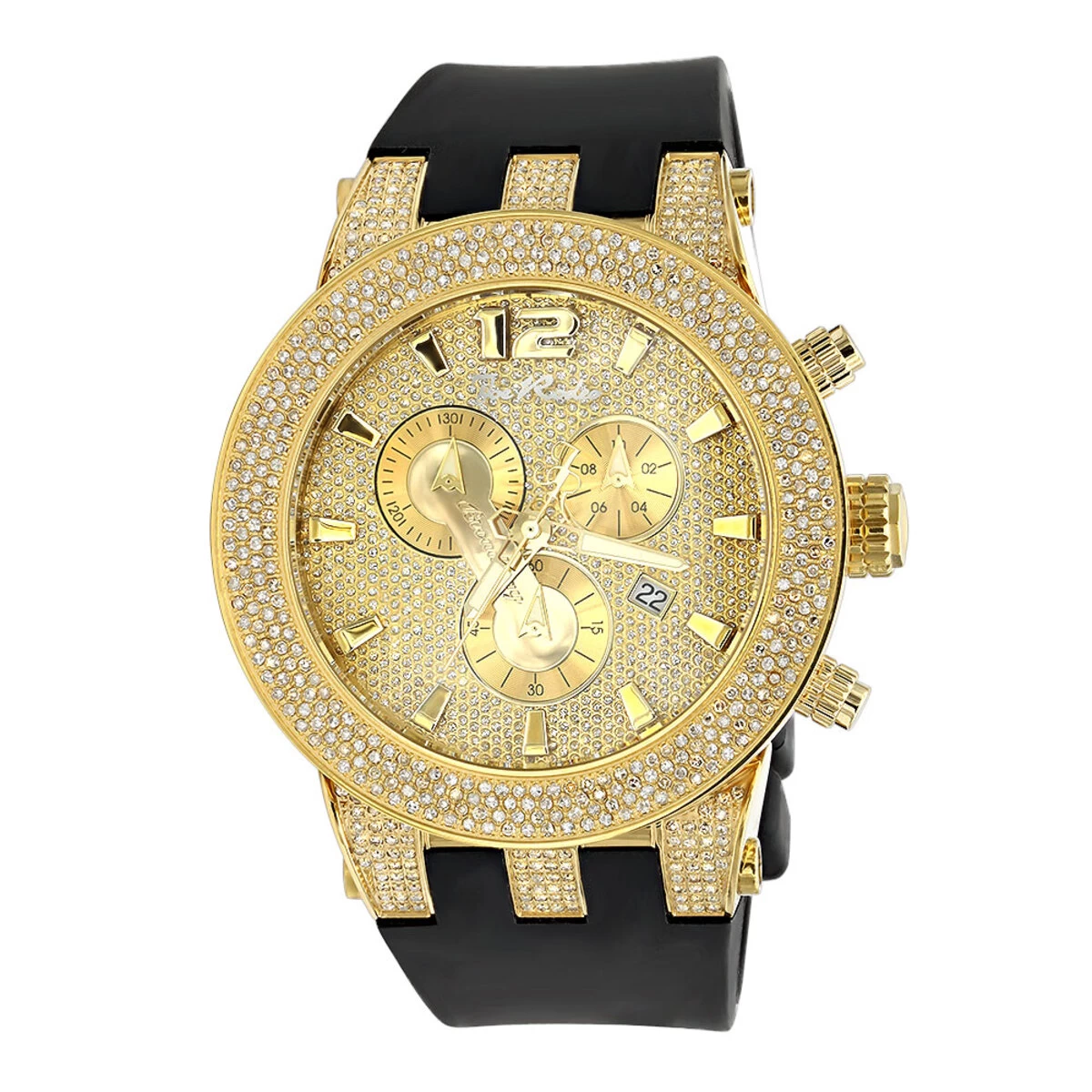 Iced Out Yellow Gold Plated Joe Rodeo Broadway Men's Diamond Watch 5 Carats 1 Iced Out Yellow Gold Plated Joe Rodeo Broadway Men's Diamond Watch 5 Carats