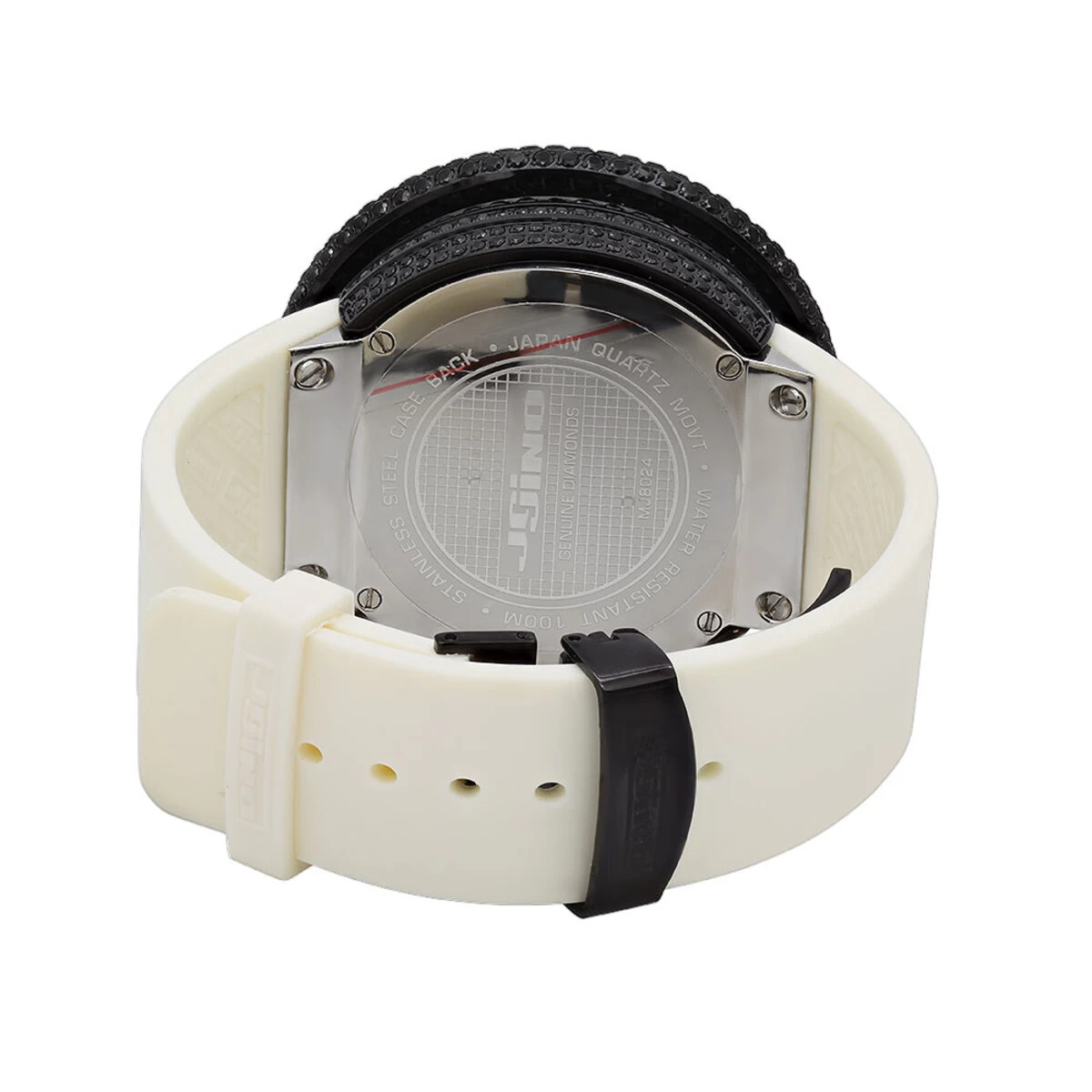 JoJino Black Simulated Diamond Watch For Men Large Digital Watch Rubber Band 2 JoJino Black Simulated Diamond Watch For Men Large Digital Watch Rubber Band - Image 2