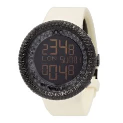 JoJino Black Simulated Diamond Watch For Men Large Digital Watch Rubber Band