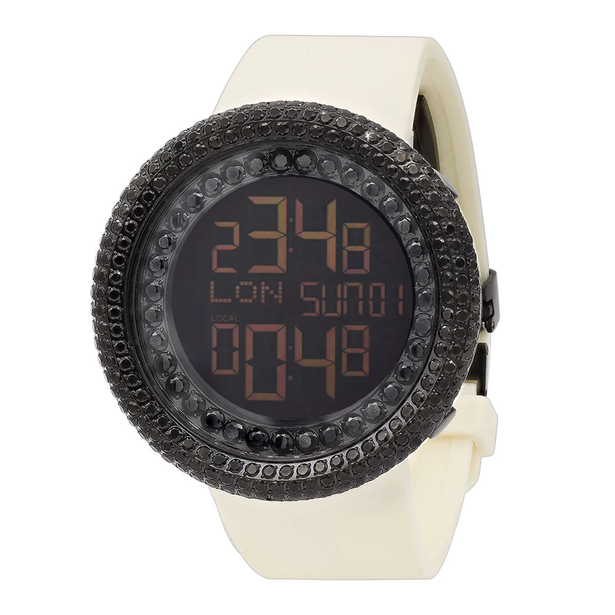 JoJino Black Simulated Diamond Watch For Men Large Digital Watch Rubber Band 1 JoJino Black Simulated Diamond Watch For Men Large Digital Watch Rubber Band