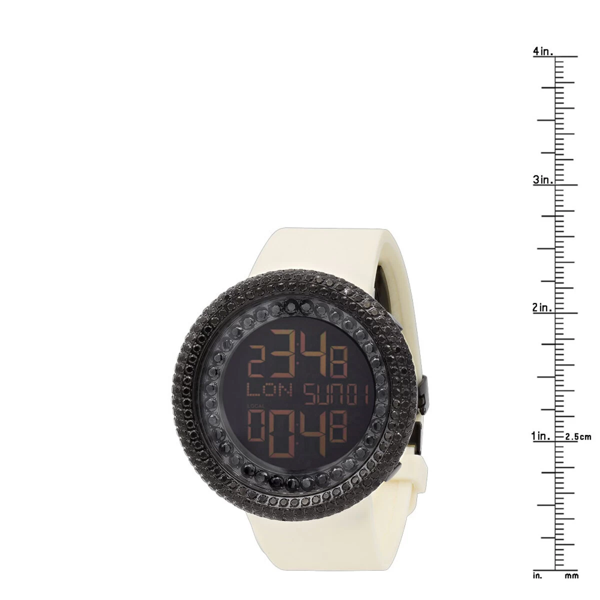 JoJino Black Simulated Diamond Watch For Men Large Digital Watch Rubber Band 4 JoJino Black Simulated Diamond Watch For Men Large Digital Watch Rubber Band - Image 4