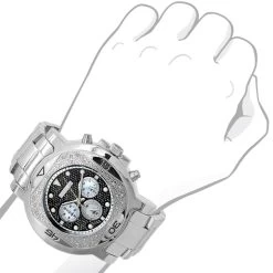 JoJino Chronograph Large Men's Diamond Watch 0.25ct Iced Out Black Dial -Watch Store watches jojino chronograph large mens diamond watch 025ct iced out black dial 968757 bod