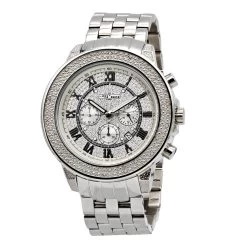 JoJino Chronograph Large Men's Diamond Watch 0.25ct Roman Numerals Iced Out Dial