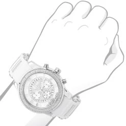 White Jojino Men's Diamond Watch Floating Stones Rubber Band Chronograph 0.25ct -Watch Store watches jojino watch 114 1555587 5641001 968765 bod