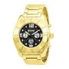 Large Men's Diamond Watch Jojino Chronograph Iced Out Black Dial Yellow Gold Pltd