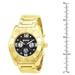 Large Men's Diamond Watch Jojino Chronograph Iced Out Black Dial Yellow Gold Pltd -Watch Store watches large mens diamond watch jojino chronograph iced out black dial yellow gold pltd 968751 ruler