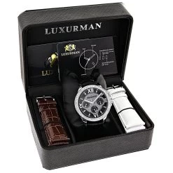 Luxurman Liberty Men's Diamond Watch Black Dial Swiss MVT Leather Band 3ct 8 Luxurman Liberty Men's Diamond Watch Black Dial Swiss MVT Leather Band 3ct -Watch Store watches luxurman liberty mens diamond watch black dial swiss mvt leather band 3ct box