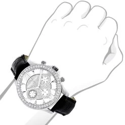 Men's Genuine Diamond Watch Luxurman Liberty Swiss MVT Leather Band White MOP -Watch Store watches mens genuine diamond watch luxurman liberty swiss mvt leather band white mop bod