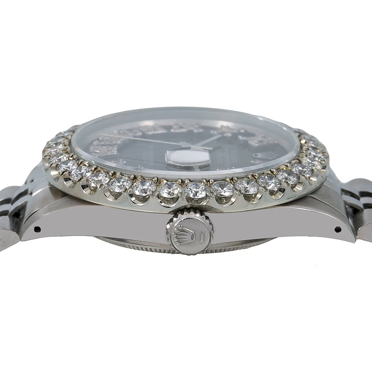 Men's Rolex Oyster Perpetual Datejust Watch 36mm Black Diamond Dial 3.25Ct 3 Men's Rolex Oyster Perpetual Datejust Watch 36mm Black Diamond Dial 3.25Ct - Image 3