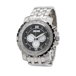 Oversized JoJino Men's Diamond Watch 0.25ct Roman Numerals Black Dial With Subdials