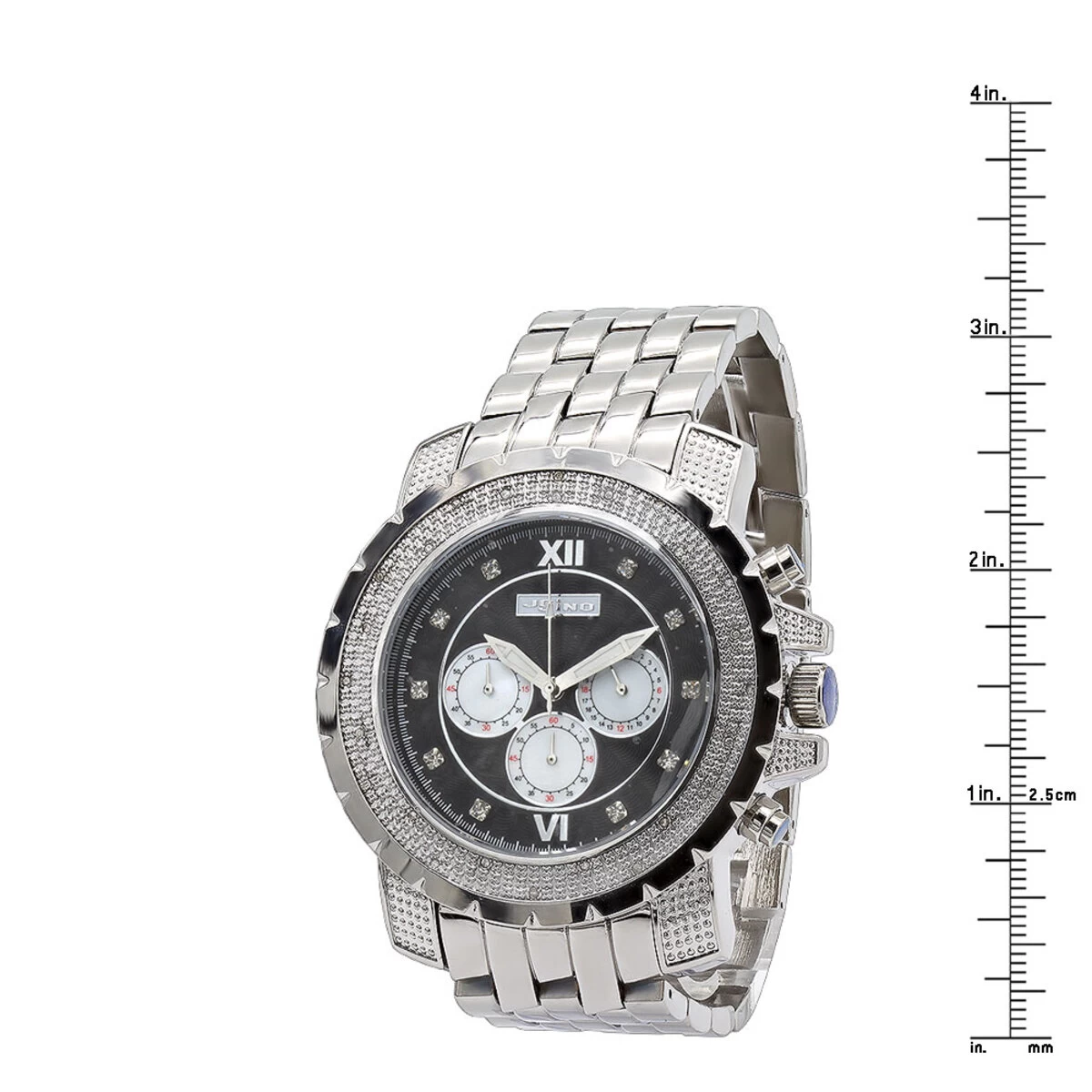 Oversized JoJino Men's Diamond Watch 0.25ct Roman Numerals Black Dial With Subdials 4 Oversized JoJino Men's Diamond Watch 0.25ct Roman Numerals Black Dial With Subdials - Image 4