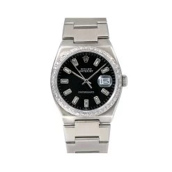 Rolex Datejust Men's Diamond Watch 17000 36mm Black Dial Oyster Bracelet 1.25Ct