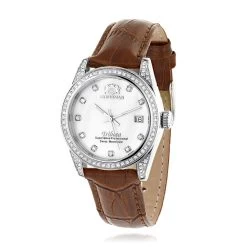 Swiss Quartz Luxurman Women's Diamond Watch Tribeca W Leather Band