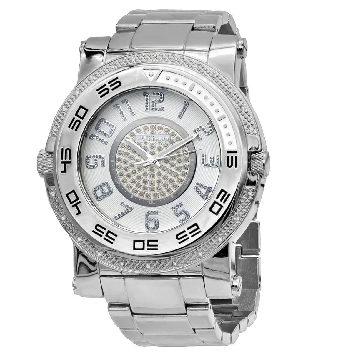 Unique Jojino Diamond Watch For Men W Chronograph Iced Out White Dial Subdials 1 Unique Jojino Diamond Watch For Men W Chronograph Iced Out White Dial Subdials