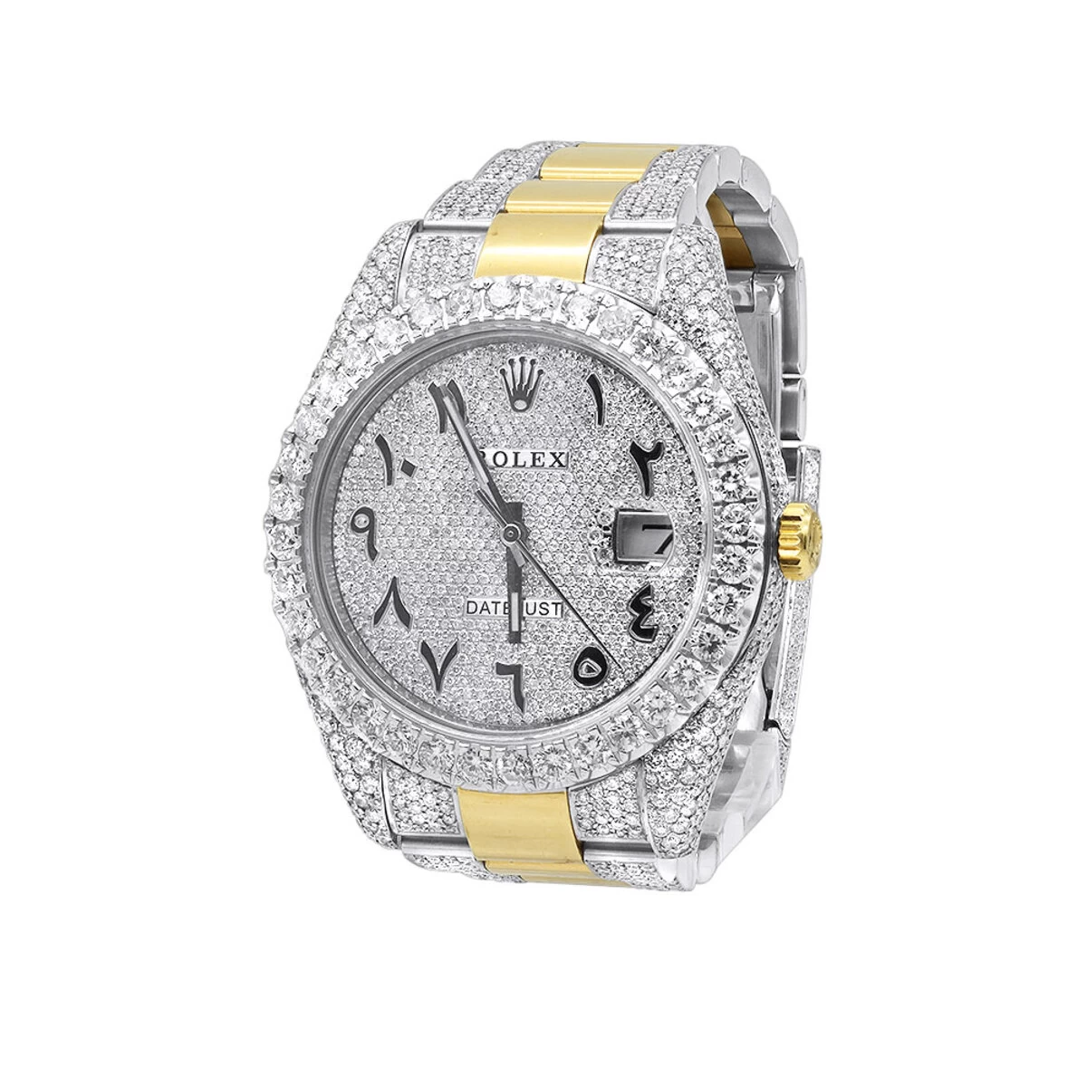 Unique Men's Rolex Diamond Datejust Watch 41mm Arabic Numbers Iced Out Dial 18K Gold & Steel 1 Unique Men's Rolex Diamond Datejust Watch 41mm Arabic Numbers Iced Out Dial 18K Gold & Steel