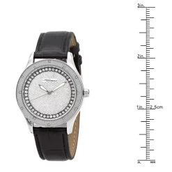 White JoJino Diamond Watch For Women Black Leather Band 0.12ct Iced Out Dial -Watch Store watches white jojino diamond watch for women black leather band 012ct iced out dial 968787 ruler