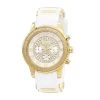 Yellow Gold Plt Jojino Men's Diamond Watch W White Rubber Band Chronograph