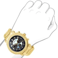 Yellow JoJino Chronograph Large Men's Diamond Watch Iced Out Blue MOP Dial -Watch Store watches yellow jojino chronograph large mens diamond watch iced out blue mop dial 968747 bod