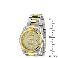 Women's White Yellow Gold Pltd Diamond Watch Two Tone Luxurman Tribeca 1.5ct -Watch Store white yellow gold plated watch two tone womens luxurman tribeca 15ct ruler
