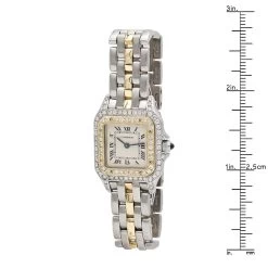 Women's Cartier Panthere Mini 18K Gold Steel Vintage Diamond Watch 22mm 1ct -Watch Store womens cartier panthere mini 18k gold steel vintage diamond watch ruler