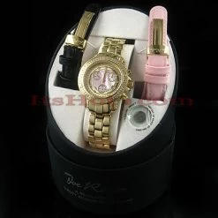 Women's Diamond JoJo Watch 1.25ct Yellow Gold Pink MOP -Watch Store womens diamond jojo watch 125ct yellow gold pink mop p 8954box