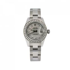 Women's Diamond Rolex Watch Datejust 26mm Steel Case Diamond Bezel Silver Dial 0.9ct