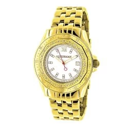 Women's Diamond Watch 0.25ct Yellow Gold Plated Luxurman