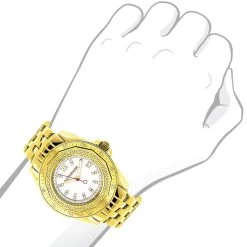 Women's Diamond Watch 0.25ct Yellow Gold Plated Luxurman -Watch Store womens diamond watch 025ct yellow gold luxurman 3