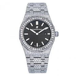 Women's Diamond Watch Audemars Piguet Royal Oak 33mm Black Dial