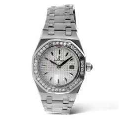 Women's Diamond Watch Audemars Piguet Royal Oak 33mm Silver Tone Dial