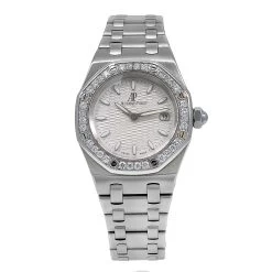 Women's Diamond Audemars Piguet Watch Royal Oak 33mm Silver Tone Dial Diamond Bezel