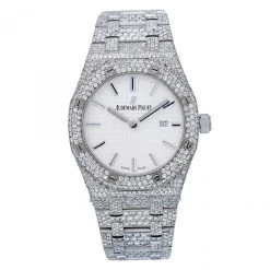 Women's Diamond Watch Audemars Piguet Royal Oak 33mm White Dial W01063