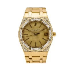 Women's Diamond Watch Audemars Piguet Royal Oak 18K Gold Champagne Dial