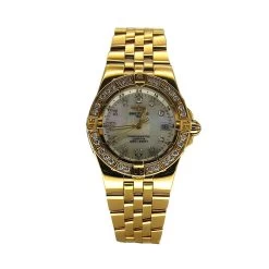 18K Gold Women's Diamond Watch Breitling Cockpit 31.8mm White Dial W00127